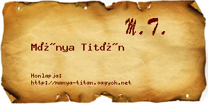 Mánya Titán névjegykártya